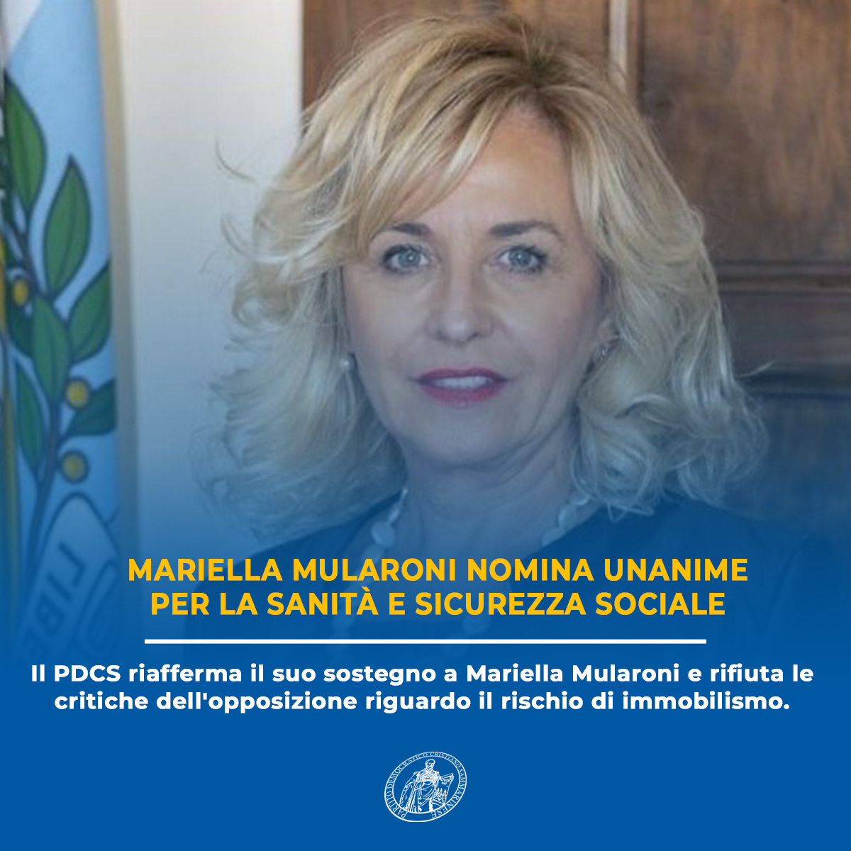 Mariella Mularoni Nomina Unanime per la Sanità e Sicurezza Sociale: Il PDCS Celebra la Continuità e Responsabilità